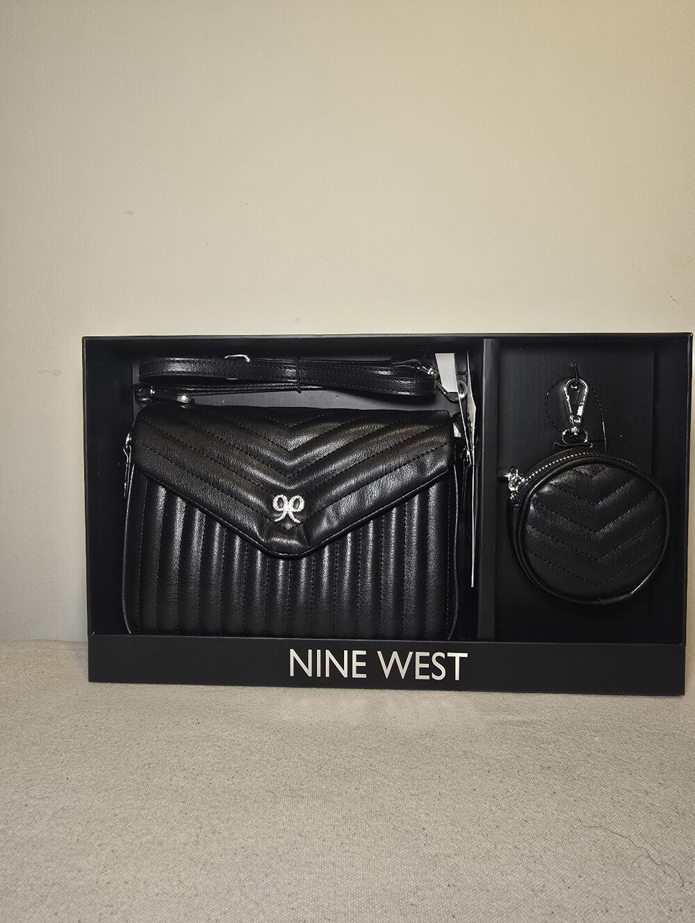 Nine West NWT Black Sleigh Mini Crossbody Bag W/Coin Purse